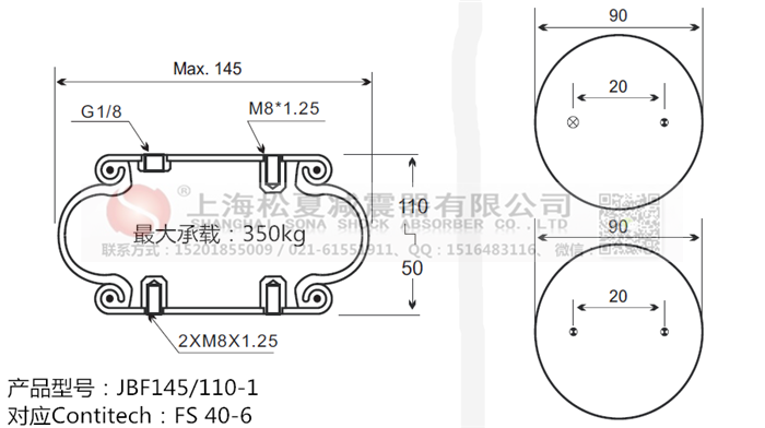 JBF145/110-1橡膠<a href='http://m.mayor-forum.cn/' target='_blank'><u>空氣彈簧</u></a>