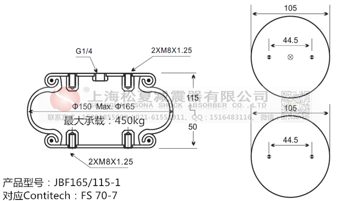 JBF165/115-1橡膠<a href='http://m.mayor-forum.cn/' target='_blank'><u>空氣彈簧</u></a>