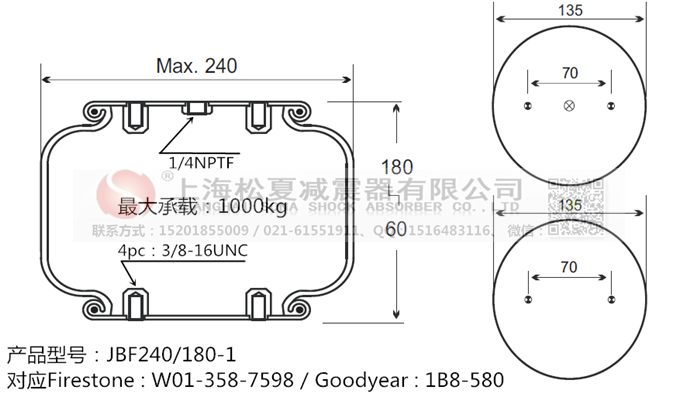 JBF240-180-1橡膠<a href='http://m.mayor-forum.cn/' target='_blank'><u>空氣彈簧</u></a>