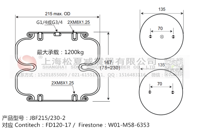 JBF215/230-2橡膠<a href='http://m.mayor-forum.cn/' target='_blank'><u>空氣彈簧</u></a>