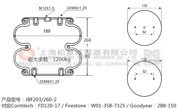 JBF203/260-2橡膠<a href='http://m.mayor-forum.cn/' target='_blank'><u>空氣彈簧</u></a>
