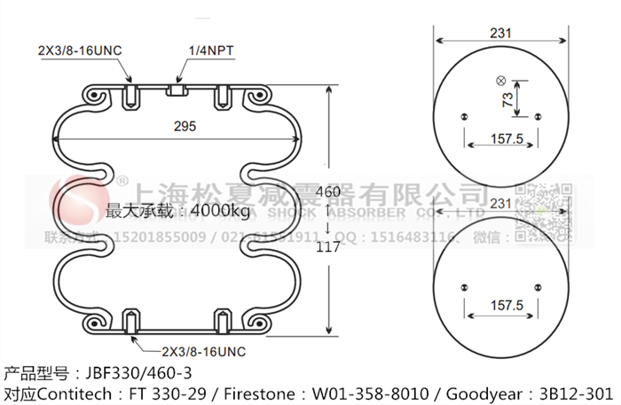JBF330/460-3橡膠<a href='http://m.mayor-forum.cn/' target='_blank'><u>空氣彈簧</u></a>